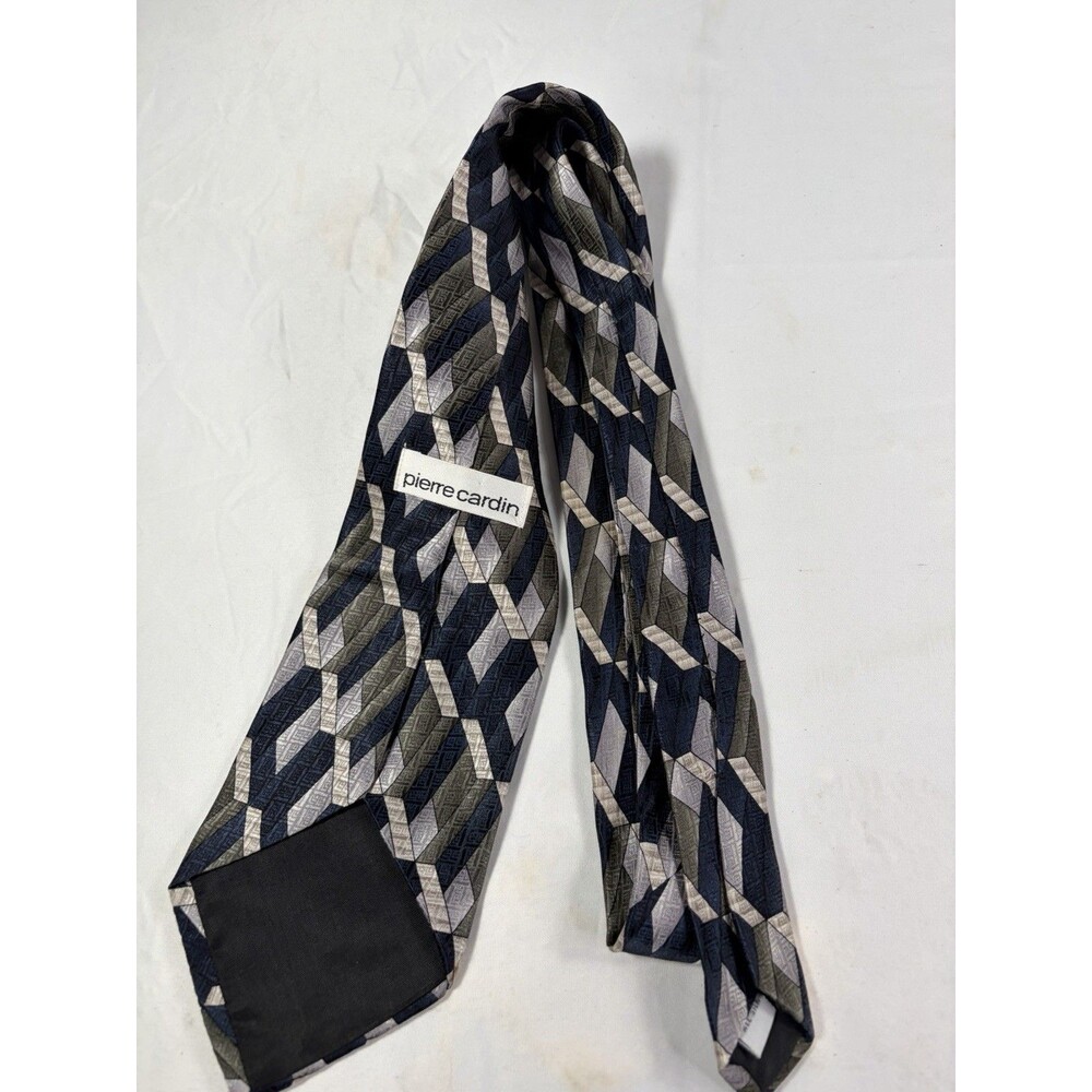Pierre Cardin Neck Tie Mens 100% Silk tie Wave Geometry Pattern